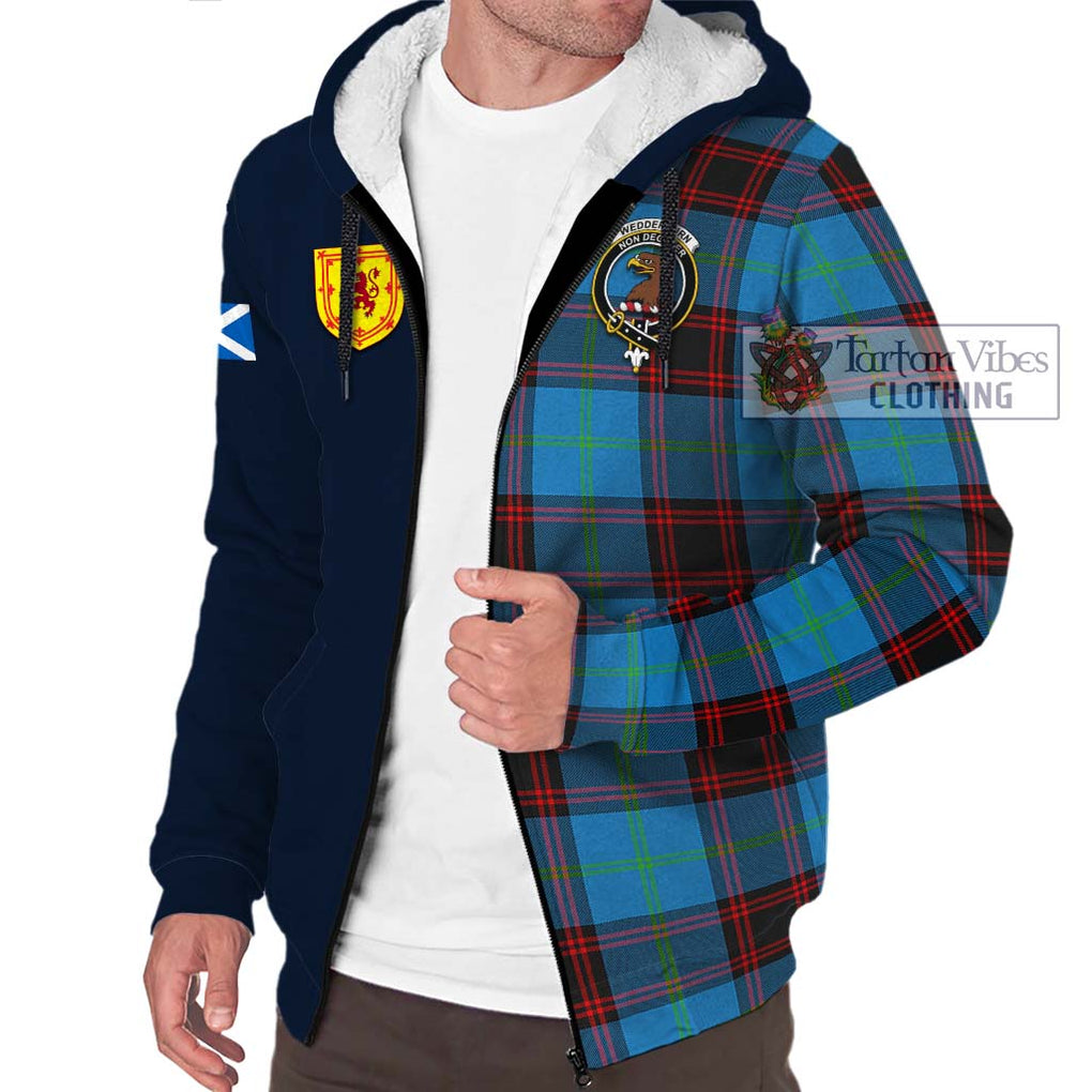 Tartan Vibes Clothing Wedderburn Tartan Sherpa Hoodie with Scottish Lion Royal Arm Half Style