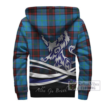 Wedderburn Tartan Sherpa Hoodie with Alba Gu Brath Regal Lion Emblem