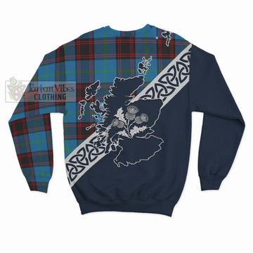 Wedderburn Tartan Sweatshirt Featuring Thistle and Scotland Map