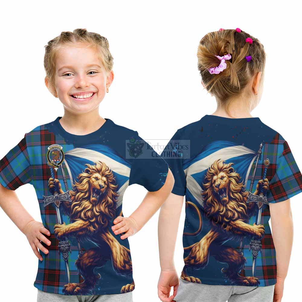 Tartan Vibes Clothing Wedderburn Tartan Family Crest Kid T-Shirt with Scottish Majestic Lion