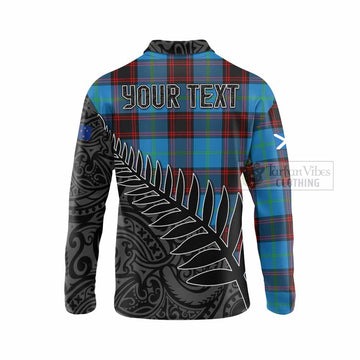 Wedderburn Crest Tartan Long Sleeve Polo Shirt with New Zealand Silver Fern Half Style