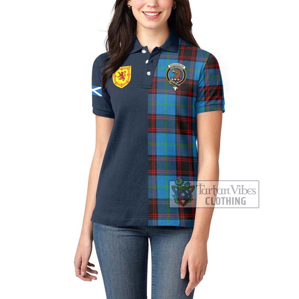 Tartan Vibes Clothing Wedderburn Tartan Women's Polo Shirt with Scottish Lion Royal Arm Half Style