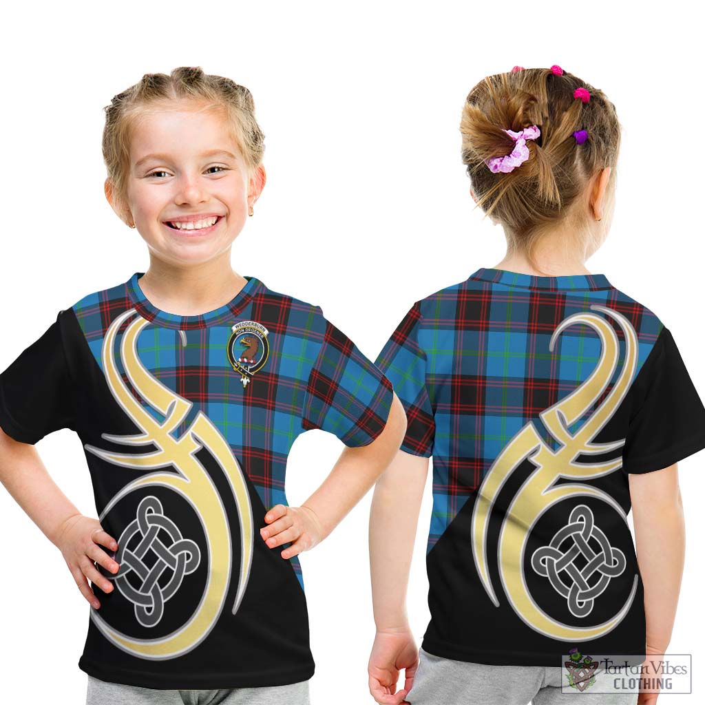 Wedderburn Tartan Kid T-Shirt with Family Crest and Celtic Symbol Style - Tartan Vibes Clothing