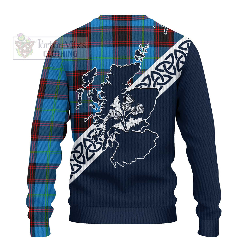 Tartan Vibes Clothing Wedderburn Tartan Knitted Sweater Featuring Thistle and Scotland Map