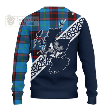 Wedderburn Tartan Ugly Sweater Featuring Thistle and Scotland Map