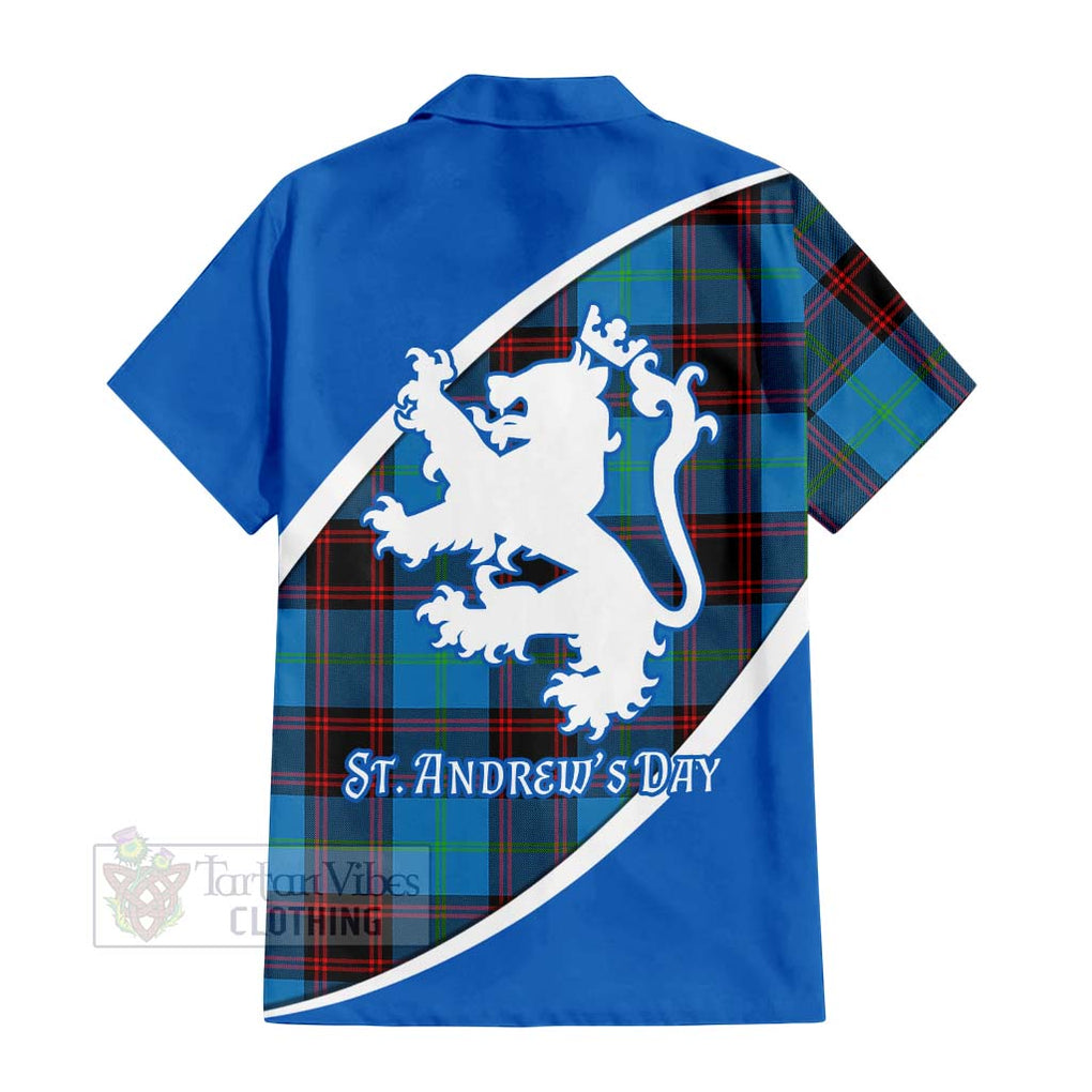 Tartan Vibes Clothing Wedderburn Family Crest Tartan Short Sleeve Button Shirt Celebrate Saint Andrew's Day in Style