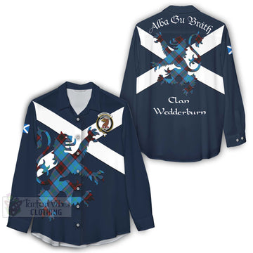 Wedderburn Tartan Lion Rampant Women's Casual Shirt Proudly Display Your Heritage with Alba Gu Brath and Clan Name