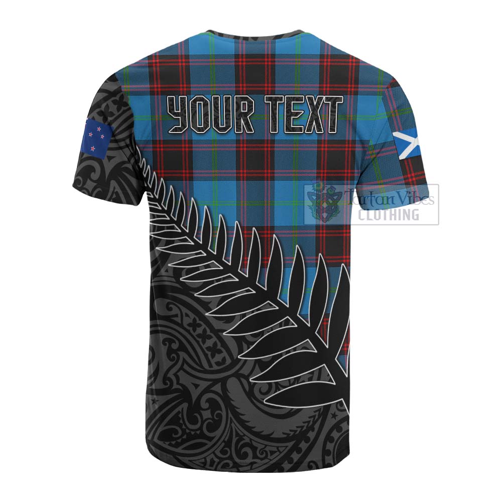 Tartan Vibes Clothing Wedderburn Crest Tartan Cotton T-shirt with New Zealand Silver Fern Half Style