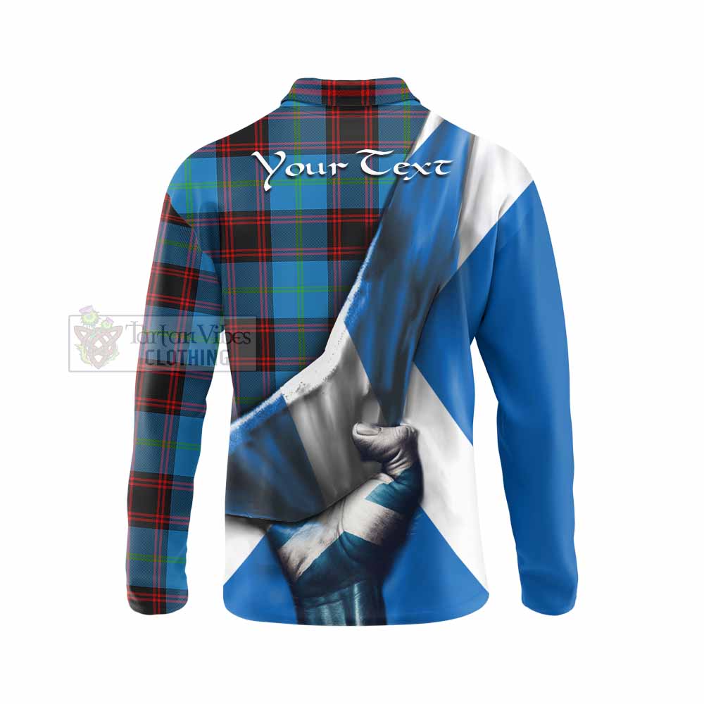 Tartan Vibes Clothing Wedderburn Tartan Long Sleeve Polo Shirt with Family Crest Scotland Patriotic Style