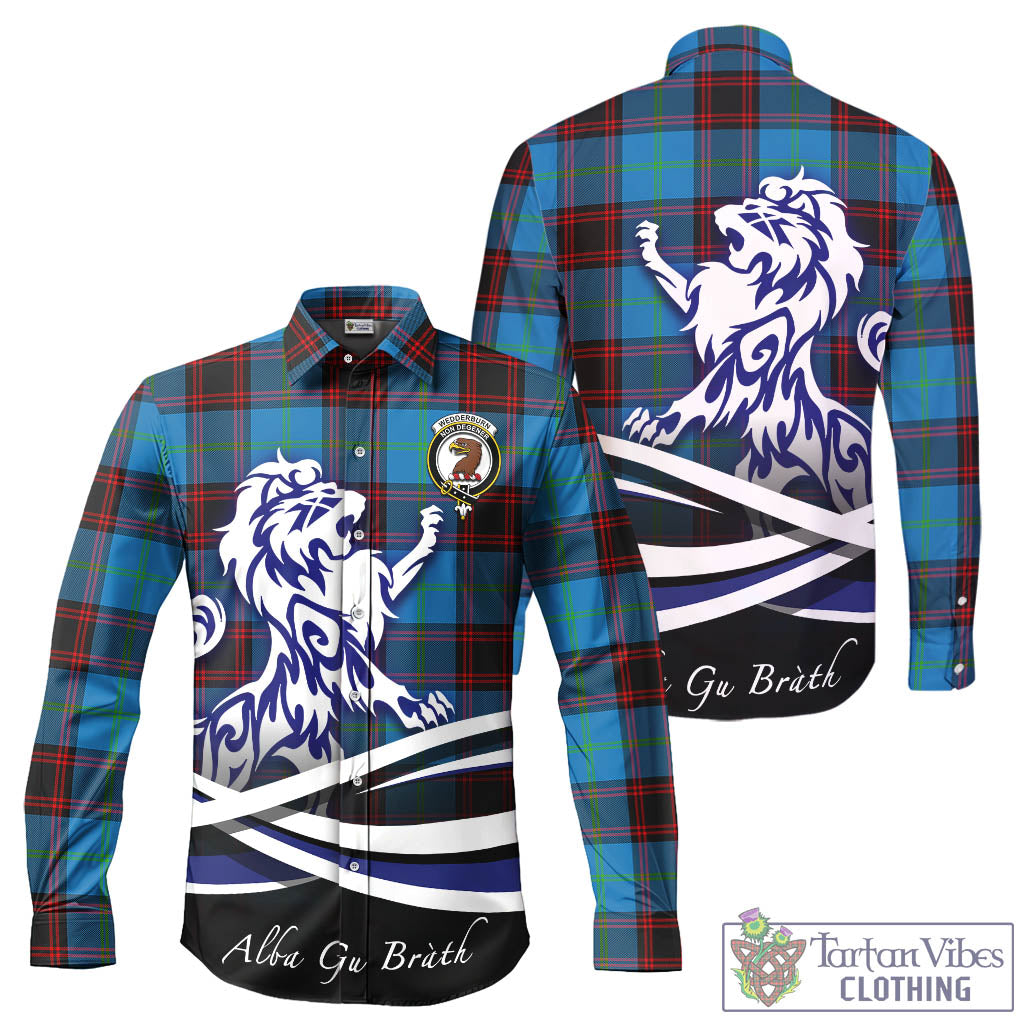 wedderburn-tartan-long-sleeve-button-up-shirt-with-alba-gu-brath-regal-lion-emblem