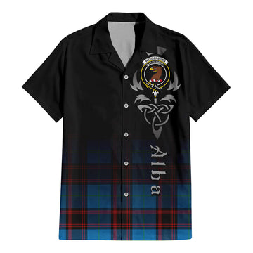 Wedderburn Tartan Short Sleeve Button Up Shirt Featuring Alba Gu Brath Family Crest Celtic Inspired