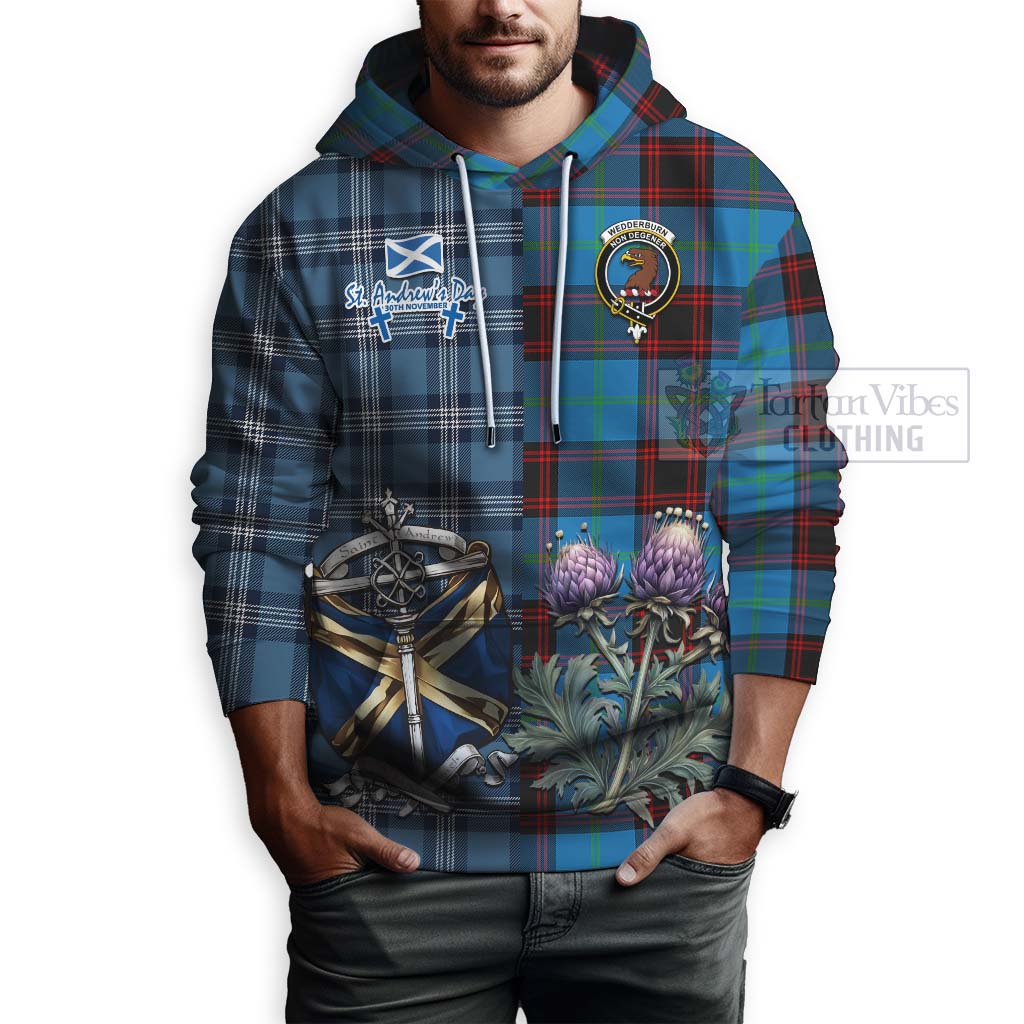 Tartan Vibes Clothing Wedderburn Tartan Hoodie Happy St. Andrew's Day Half Tartan Style