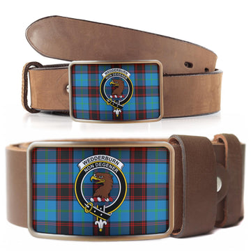 Wedderburn Tartan Belt Buckles with Family Crest