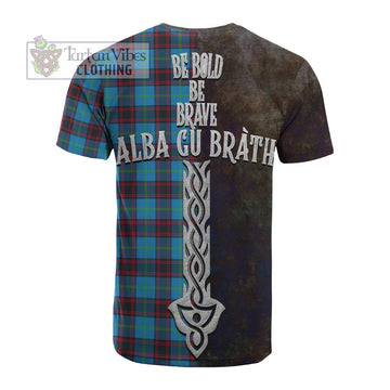 Wedderburn Tartan Family Crest Cotton T-shirt Alba Gu Brath Be Brave Lion Ancient Style - Tartan Vibes Clothing