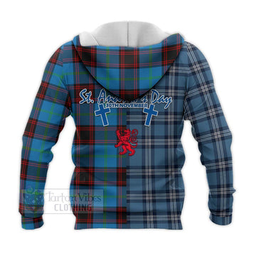 Wedderburn Tartan Knitted Hoodie Happy St. Andrew's Day Half Tartan Style