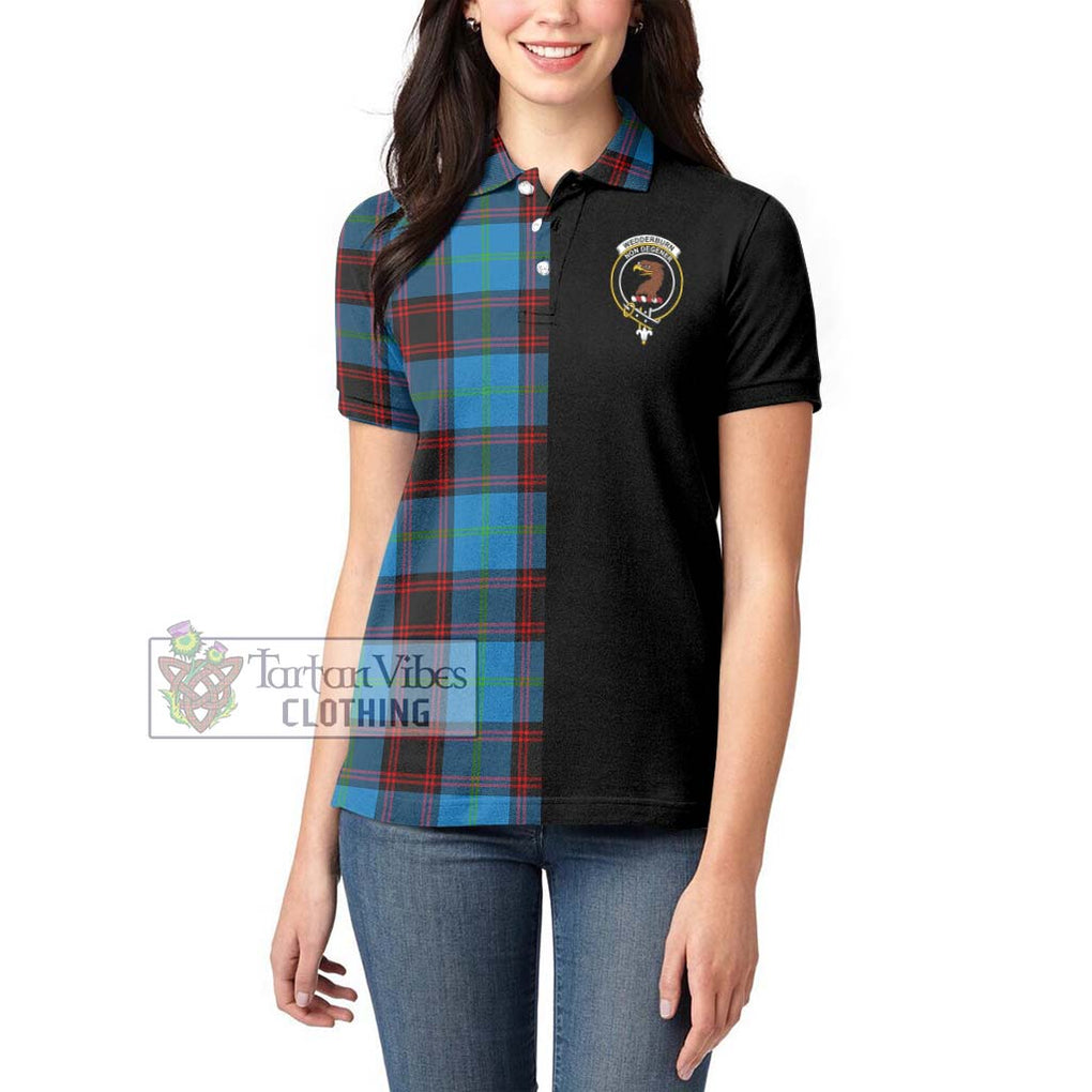 Wedderburn Tartan Women's Polo Shirt with Family Crest and Half Of Me Style - Tartanvibesclothing Shop