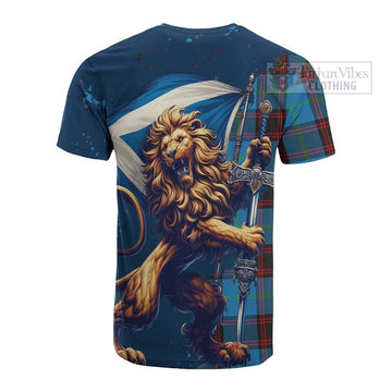 Wedderburn Tartan Family Crest Cotton T-shirt with Scottish Majestic Lion