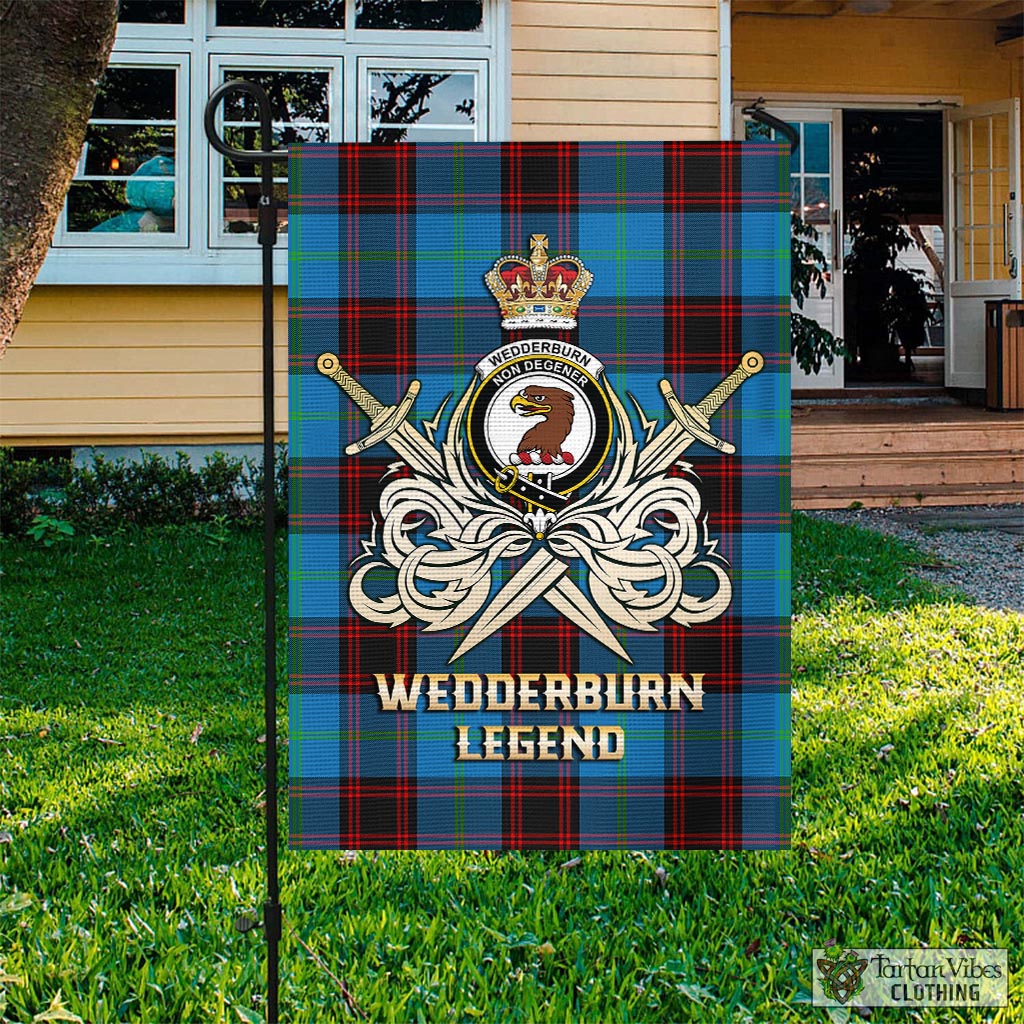 Tartan Vibes Clothing Wedderburn Tartan Flag with Clan Crest and the Golden Sword of Courageous Legacy