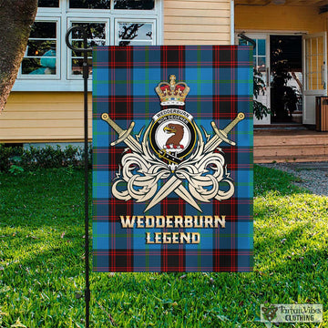 Wedderburn Tartan Flag with Clan Crest and the Golden Sword of Courageous Legacy