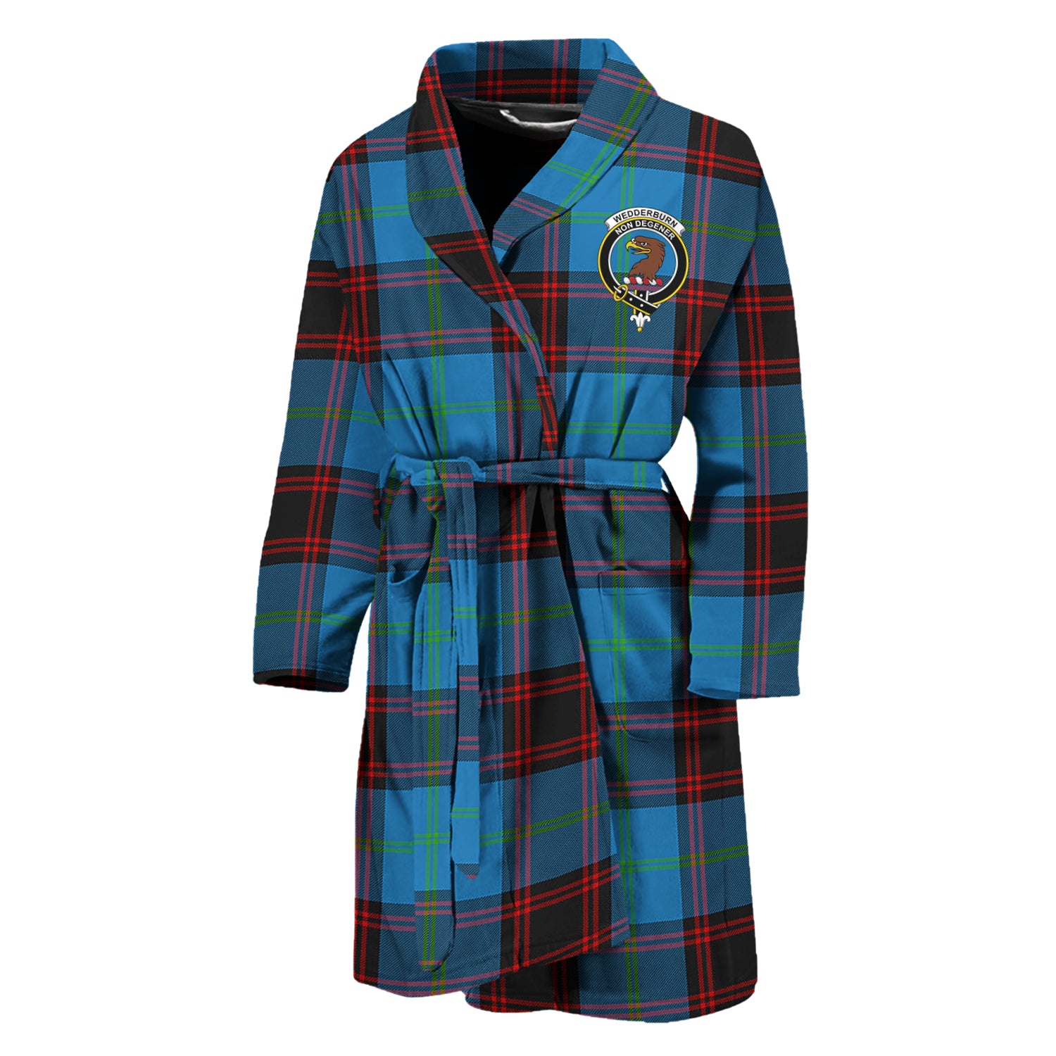 Wedderburn Tartan Bathrobe with Family Crest Unisex M - Tartan Vibes Clothing