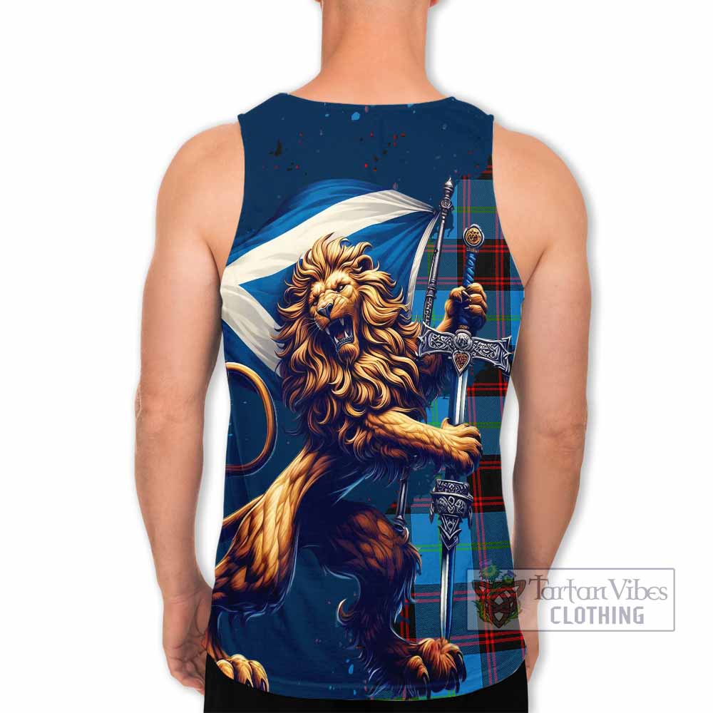 Tartan Vibes Clothing Wedderburn Tartan Family Crest Men's Tank Top with Scottish Majestic Lion