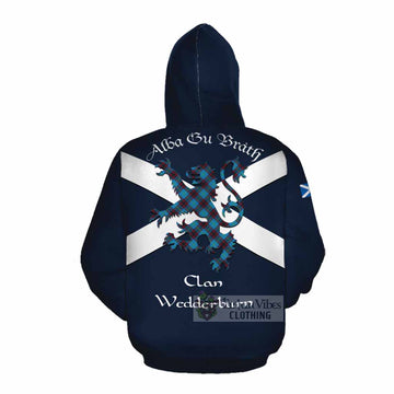 Wedderburn Tartan Lion Rampant Cotton Hoodie Proudly Display Your Heritage with Alba Gu Brath and Clan Name Pullover Hoodie - Tartan Vibes Clothing