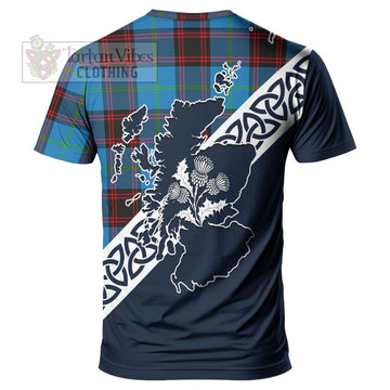 Wedderburn Tartan T-Shirt Featuring Thistle and Scotland Map