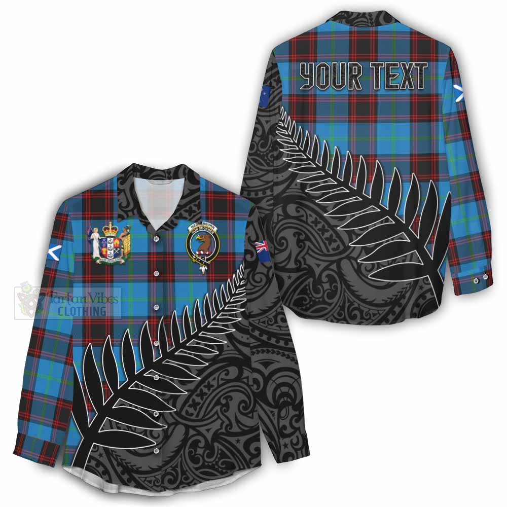 Tartan Vibes Clothing Wedderburn Crest Tartan Women's Casual Shirt with New Zealand Silver Fern Half Style