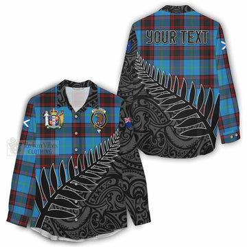 Wedderburn Crest Tartan Women's Casual Shirt with New Zealand Silver Fern Half Style