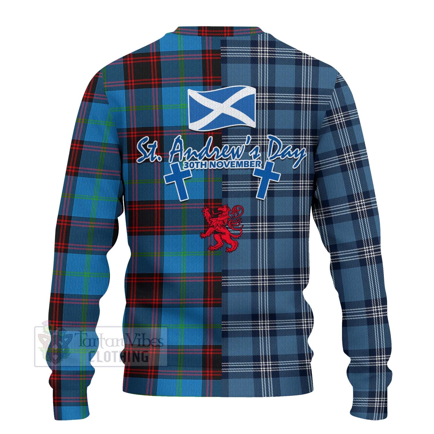 Tartan Vibes Clothing Wedderburn Tartan Knitted Sweater Happy St. Andrew's Day Half Tartan Style