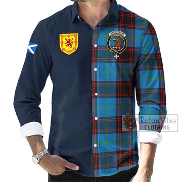 Wedderburn Tartan Long Sleeve Button Shirt Alba with Scottish Lion Royal Arm Half Style