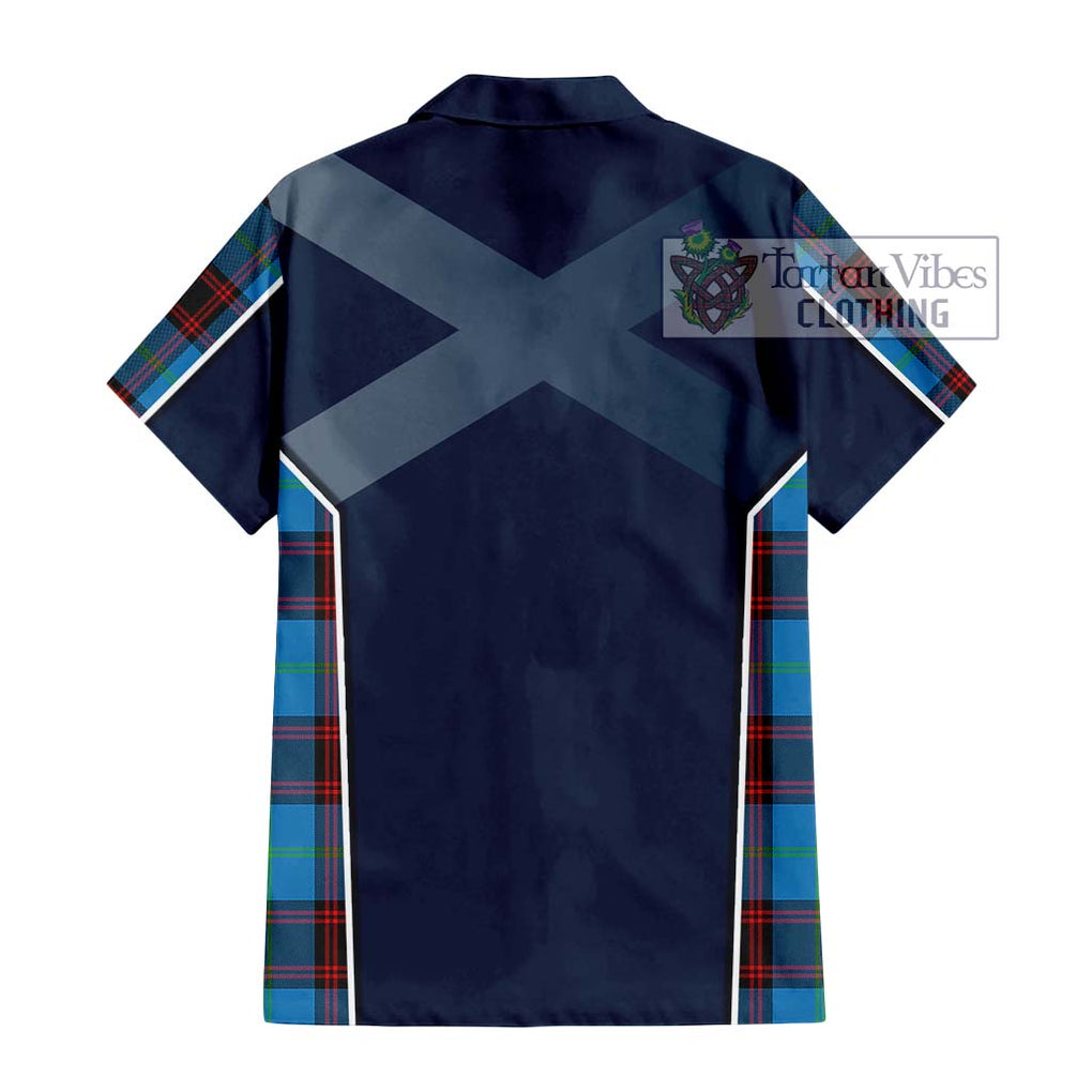 Wedderburn Tartan Short Sleeve Button Shirt with Family Crest and Lion Rampant Vibes Sport Style - Tartan Vibes Clothing