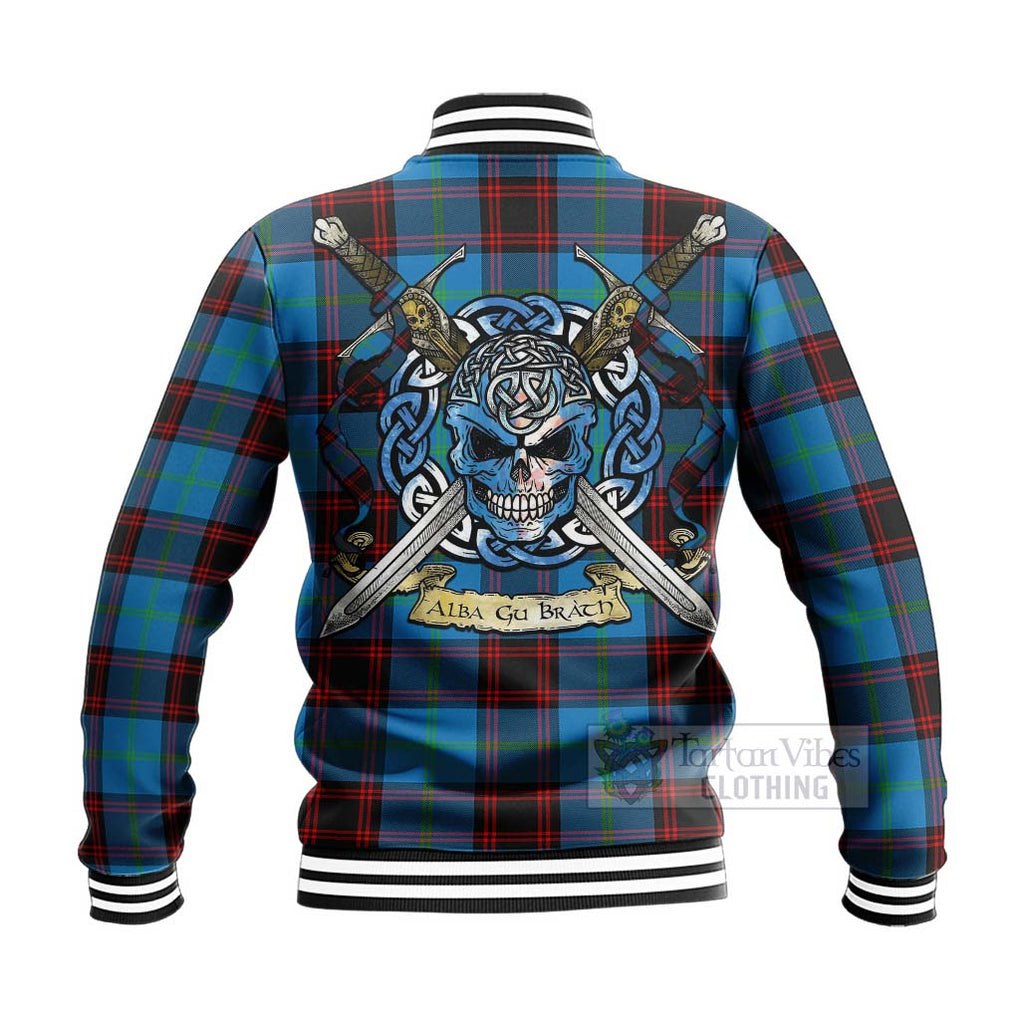 Tartan Vibes Clothing Wedderburn Tartan Baseball Jacket with Family Crest Celtic Skull Style