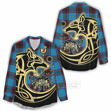 Wedderburn Tartan Women's Casual Shirt with Family Crest Celtic Wolf Style