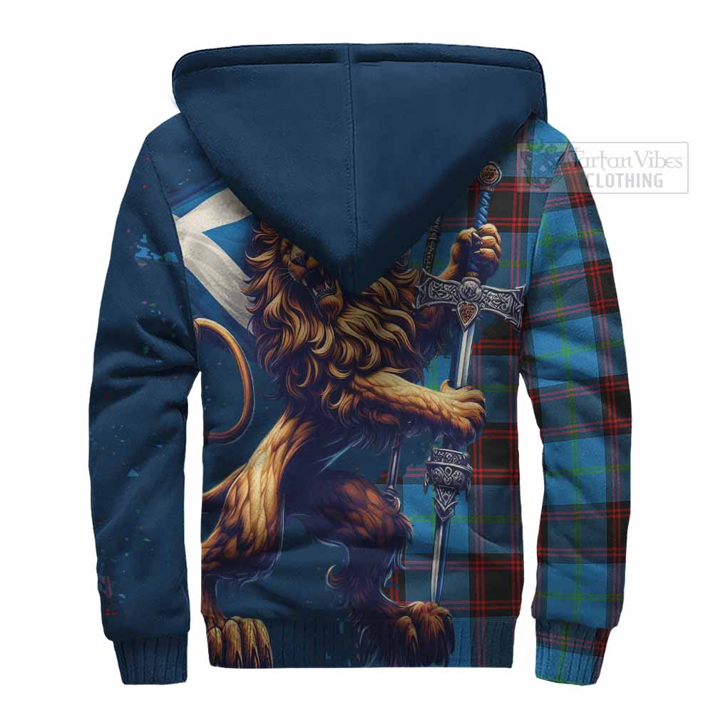 Tartan Vibes Clothing Wedderburn Tartan Family Crest Sherpa Hoodie with Scottish Majestic Lion