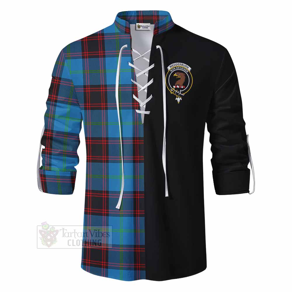 Tartan Vibes Clothing Wedderburn Tartan Ghillie Kilt Shirt with Family Crest and Half Of Me Style