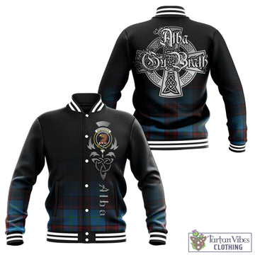 Wedderburn Tartan Baseball Jacket Featuring Alba Gu Brath Family Crest Celtic Inspired