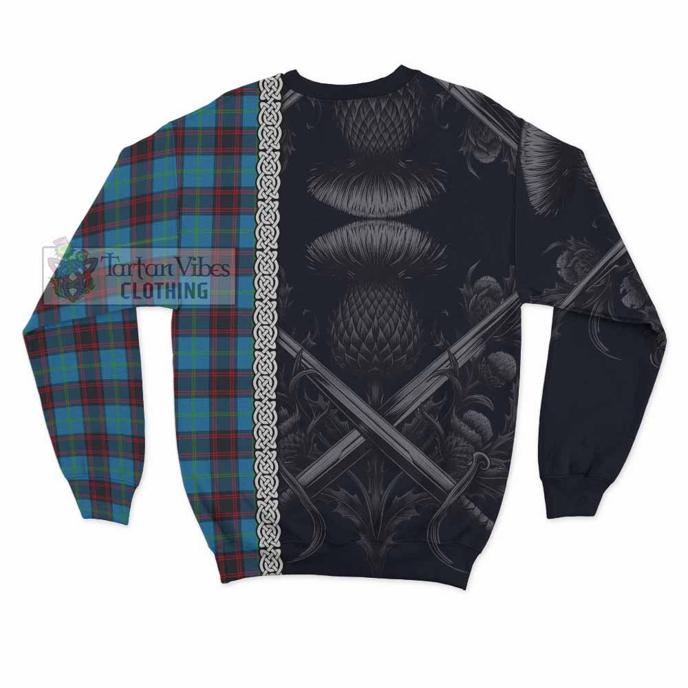 Wedderburn Tartan Sweatshirt with Family Crest Cross Sword Thistle Celtic Vibes - Tartan Vibes Clothing