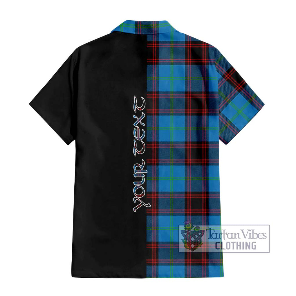 Wedderburn Tartan Short Sleeve Button Shirt with Family Crest and Half Of Me Style - Tartanvibesclothing Shop