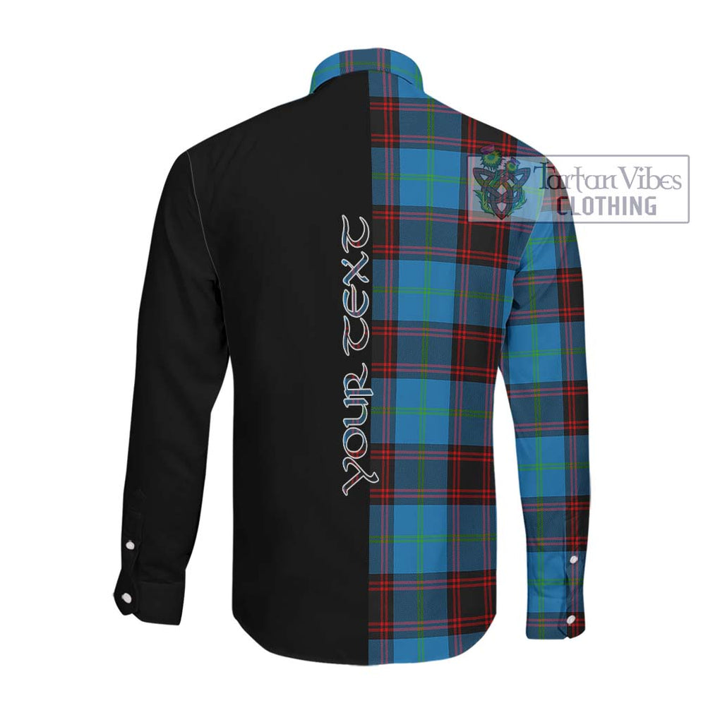 Wedderburn Tartan Long Sleeve Button Shirt with Family Crest and Half Of Me Style Men's Shirt - Tartanvibesclothing Shop