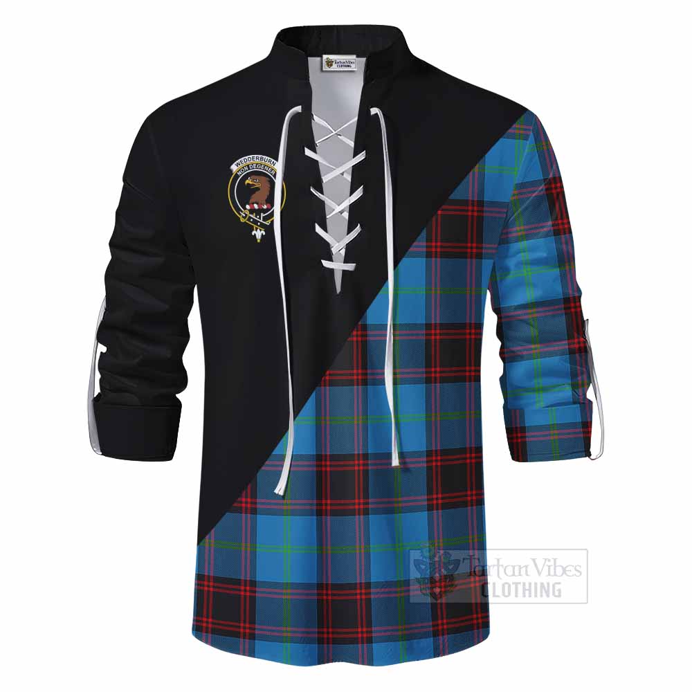 Tartan Vibes Clothing Wedderburn Tartan Ghillie Kilt Shirt with Family Crest and Military Logo Style