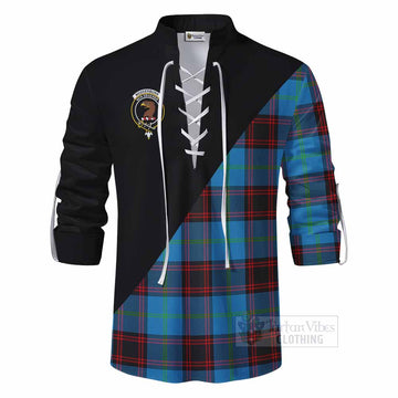 Wedderburn Tartan Ghillie Kilt Shirt with Family Crest and Military Logo Style