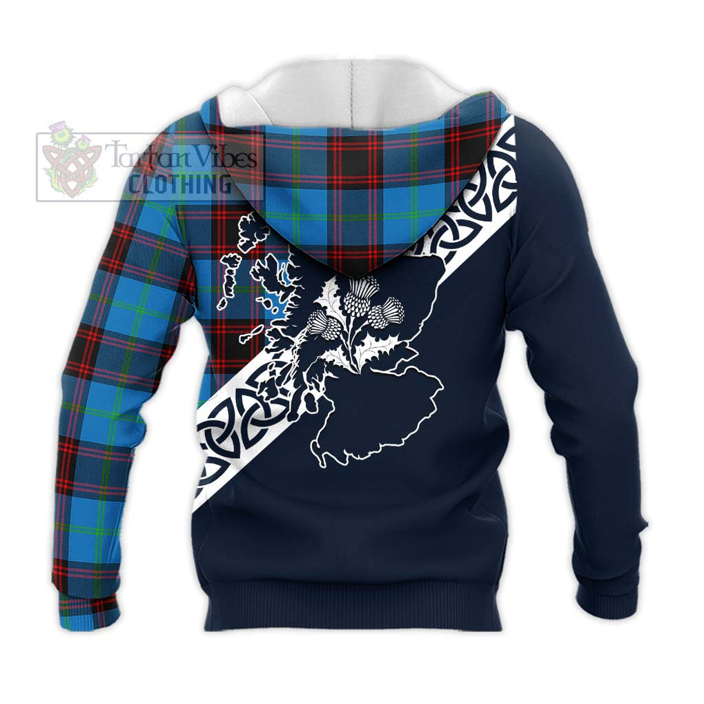 Tartan Vibes Clothing Wedderburn Tartan Knitted Hoodie Featuring Thistle and Scotland Map