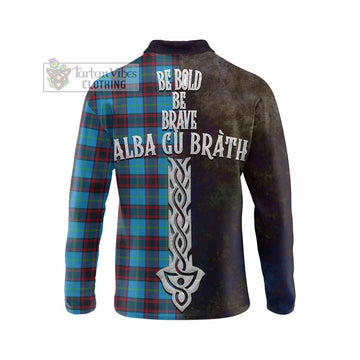 Wedderburn Tartan Family Crest Long Sleeve Polo Shirt Alba Gu Brath Be Brave Lion Ancient Style - Tartan Vibes Clothing