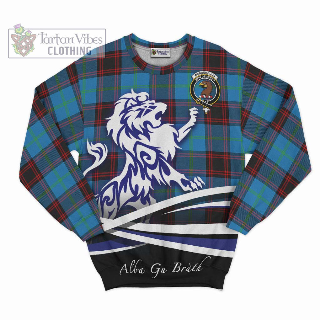 Wedderburn Tartan Sweatshirt with Alba Gu Brath Regal Lion Emblem - Tartanvibesclothing Shop