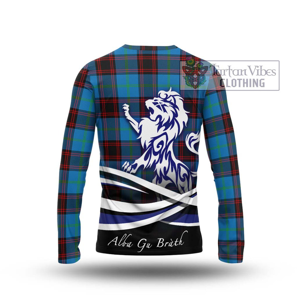 Wedderburn Tartan Long Sleeve T-Shirt with Alba Gu Brath Regal Lion Emblem - Tartanvibesclothing Shop