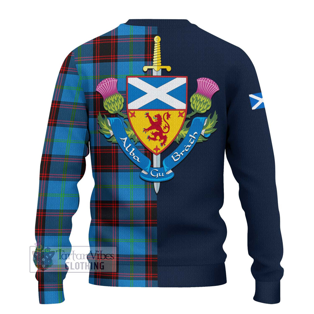 Tartan Vibes Clothing Wedderburn Tartan Knitted Sweater with Scottish Lion Royal Arm Half Style