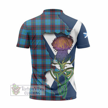 Wedderburn Tartan Family Crest Zipper Polo Shirt Scottish Thistle Celtic Inspired - Tartan Vibes Clothing