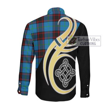 Wedderburn Tartan Long Sleeve Button Shirt with Family Crest and Celtic Symbol Style