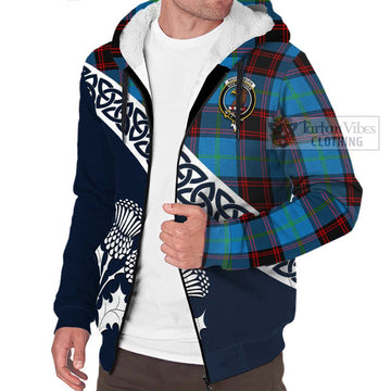 Wedderburn Tartan Sherpa Hoodie Featuring Thistle and Scotland Map